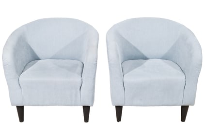 Pair Mid Century Custom Upholstered Club Chairs