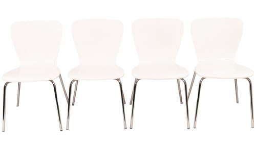 4 Mid Century Painted Chrome Leg Chairs