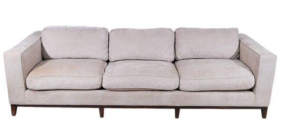 Mid Century Upholstered Sofa with Wood Base