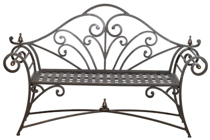Vintage Wrought Iron Outdoor Bench