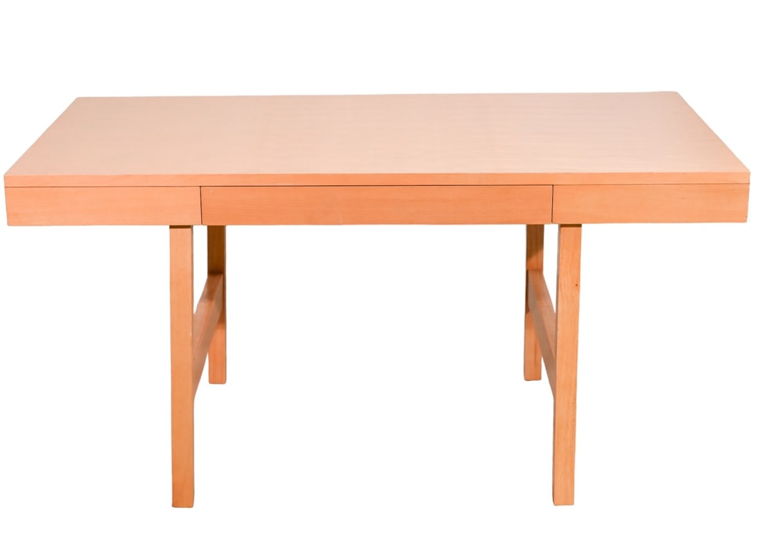 Modern Natural Wood Writing Desk: Modern Natural Wood Writing Desk with Drawer On Each Side.30 x 60 x 32