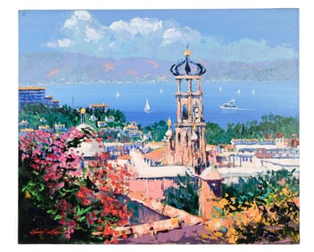 Kerry Hallam Signed Painting Puerto Vallarte