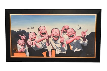 Yue Min Jun Attributed Acrylic Painting on Canvas