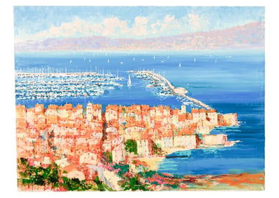 Kerry Hallam Signed Painting Old Port St. Tropez