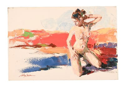 Kerry Hallam Signed Painting Titled Figure