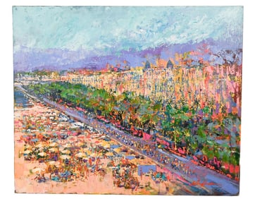 Kerry Hallam Signed Acrylic Painting La Croisette