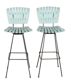 In the Style Arthur Umanoff Slat Bar Stools