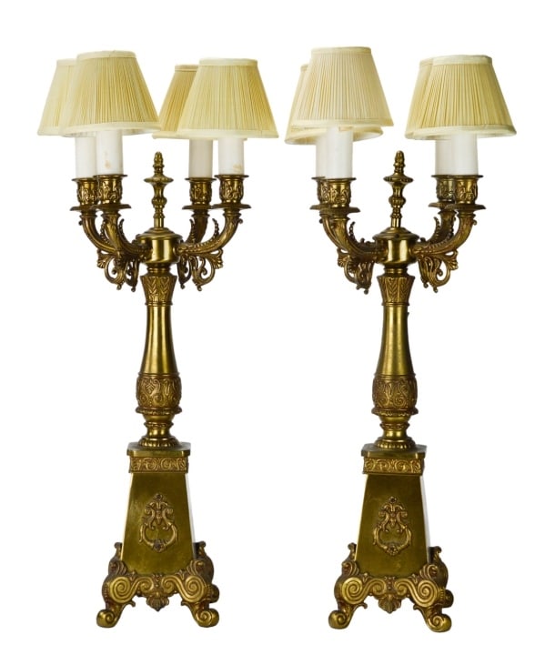 Antique Bronze Tone Candelabra Style Table Lamps (1 of 9)