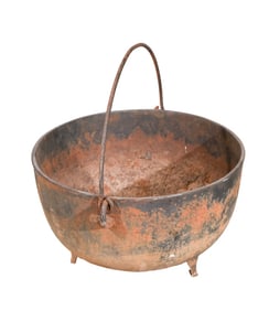 Antique 26 Inch Cast Iron Cauldron w Handle