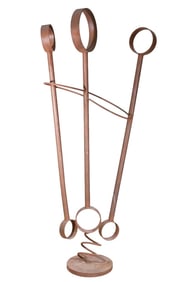 Wrought Iron Signed Abstract Sculpture Rods Rings