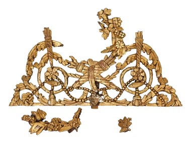 Antique French Carved Gilt Pediment Salvage
