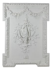 Antique Plaster Louis XV Hanging Plaque w Game