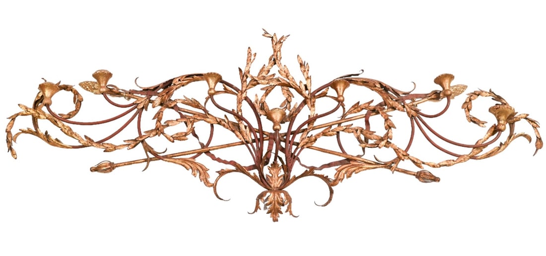 Antique Tole & Wrought Iron Florentine 56" Sconce (1 of 11)