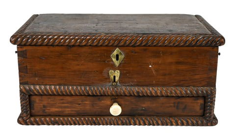 Antique Arts and Crafts Hand Carved Tool Box