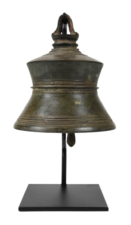 Indo Persian Bronze Temple Bell on Iron Stand (1 of 9)