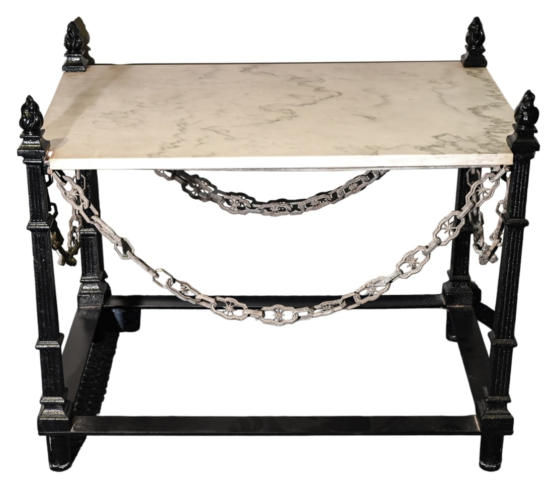 Antique French Empire Cast Iron & Marble Table (1 of 10)