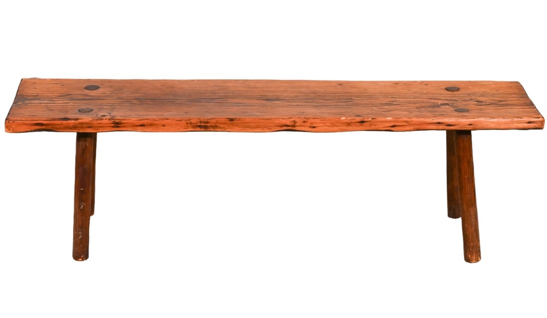 Antique Rustic Wood Slab Bench (1 of 8)