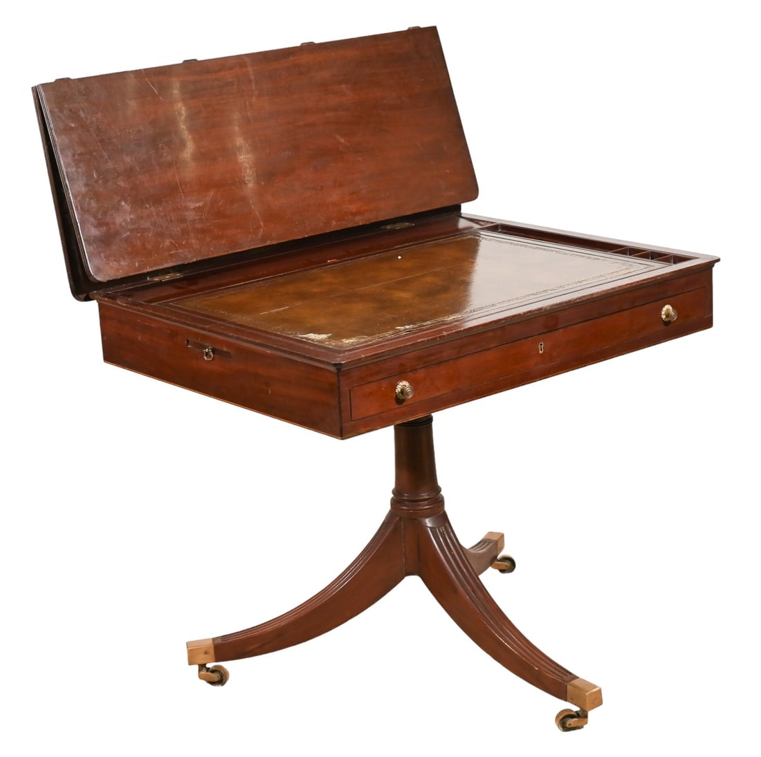 Classical Carved Mahogany Leather Inlay Game Table (1 of 15)