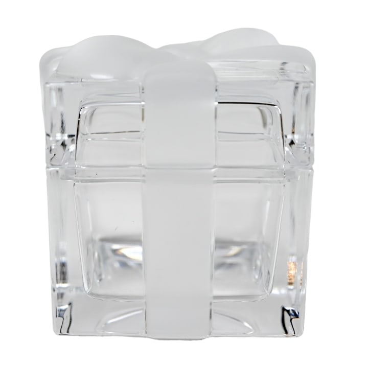 Tiffany and Co Clear to Frosted Bow Vanity Box: Tiffany and Co Clear to Frosted Bow Vanity Box. Measures 3 inches x 3 inches