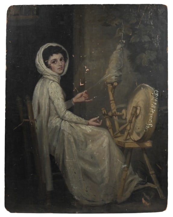 After Baily's Lady Hamilton Antique Wood Painting: After Baily's Lady Hamilton Antique Painting on Wood. Measures 15 inches x 12 inches