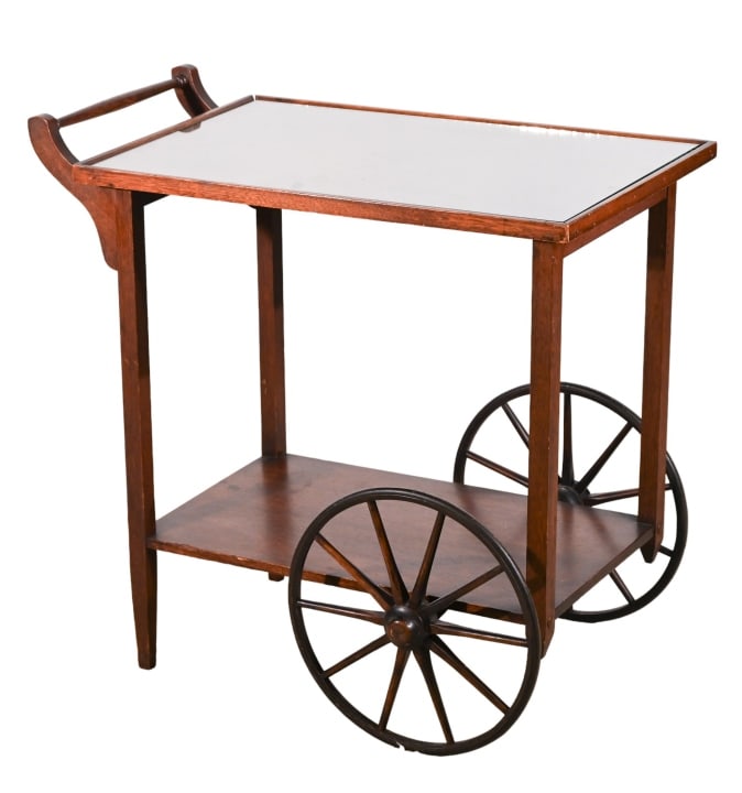 Vintage Mahogany Rolling Bar or Tea Cart (1 of 10)