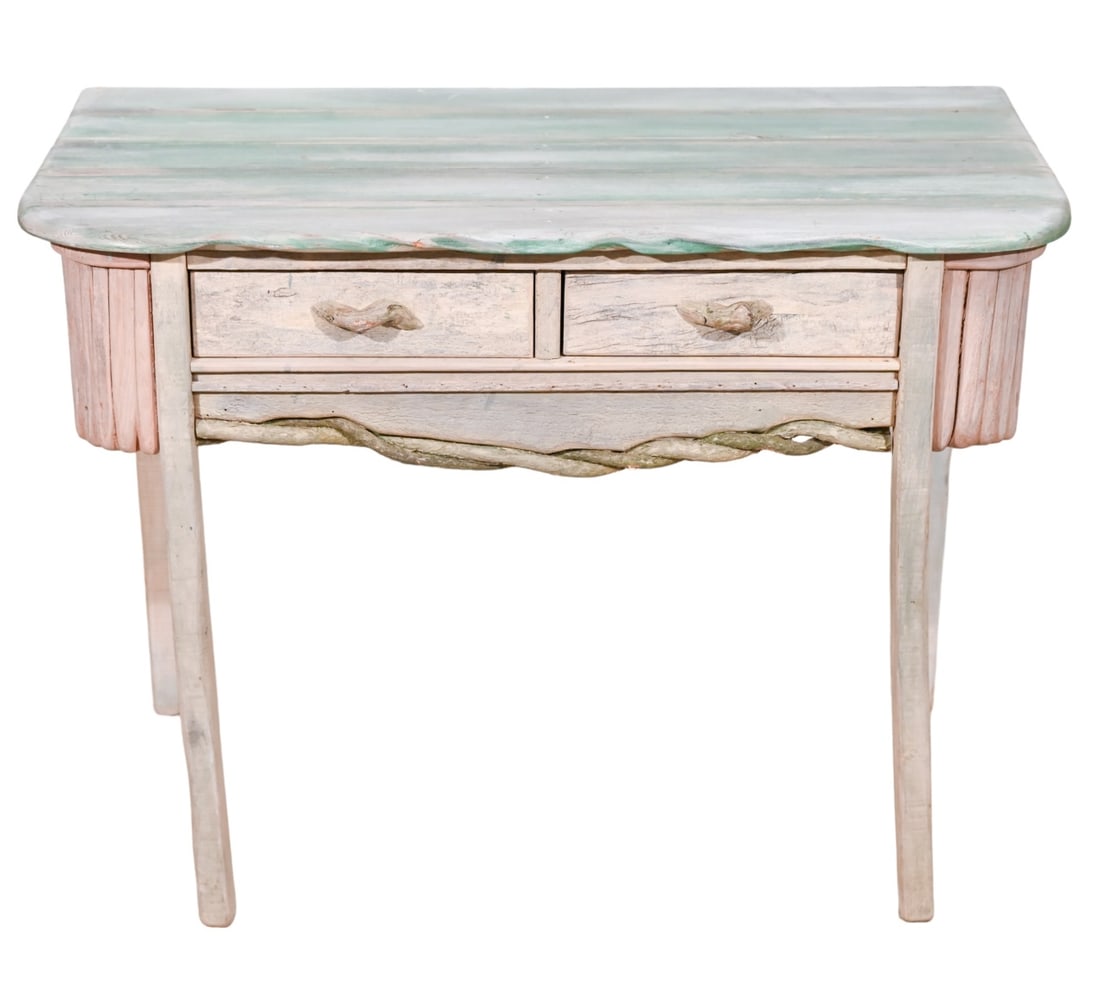 French Country Style Distressed Painted Console (1 of 11)