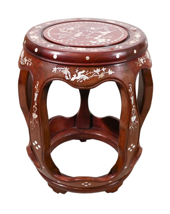 Antique Chinese Rosewood with MOP Inlay Stool (1 of 8)
