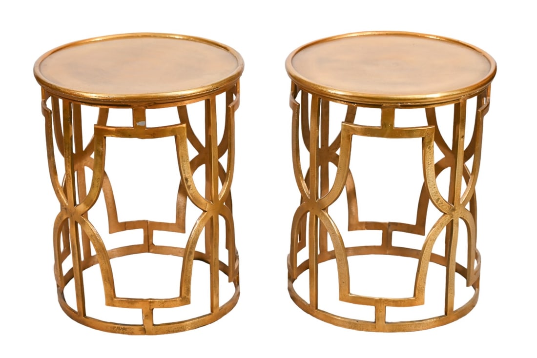 Pair Mid Century Brass Palececk Side Tables (1 of 10)