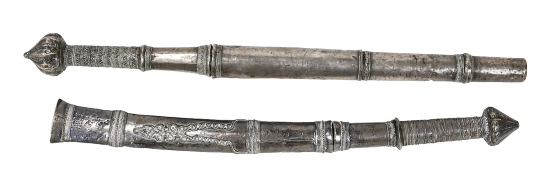 2 Antique Burmese Dha Sword with Sheath (1 of 9)