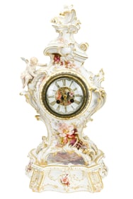 Antique K.P.M. Signed Porcelain Clock & Stand
