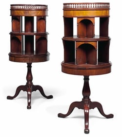 Pair Georgian Style Revolving Jardiniere Bookcases