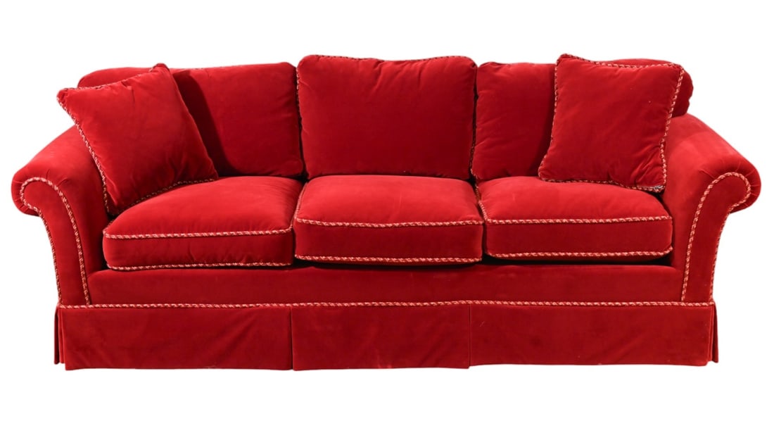 Vintage Italian Custom Velvet Upholstered Sofa (1 of 13)
