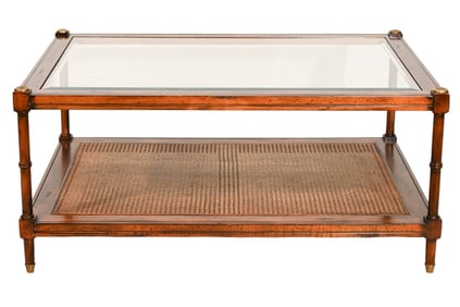 CTH Sherril Occasional Caned & Glass Coffee Table