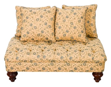 Custom Upholstered Tufted Ottoman w Pillows