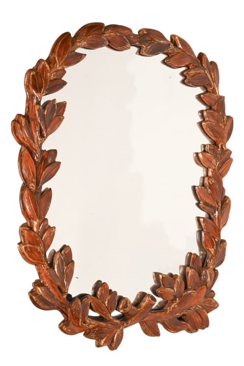 Empire Revival Carved Painted Gilt Wreath Mirror (1 of 8)