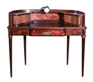 Antique French Carved Kidney Shaped Mahogany Desk