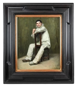 Ida Waugh Signed Painting Portrait Pierrot 1891