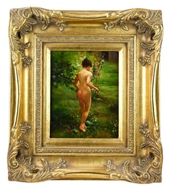 Henry Tucker Signed Oil Painting Standing Nude