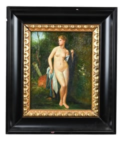 Signed Oil Painting Standing Venus Style Nude