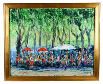 Kerry Hallam Signed Acrylic Painting Champs Elysee