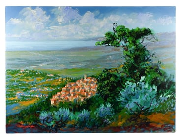 Kerry Hallam Signed Acrylic Painting Ramatuelle
