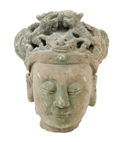 Cast Stone Female Buddha Head