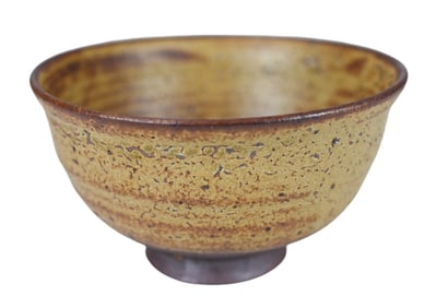 Japanese Pottery Matcha Bowl w Mottled Drip Glaze