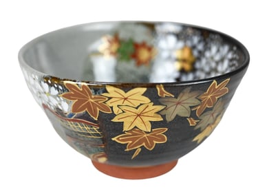 Japanese Terra Cotta Signed Painted Matcha Bowl