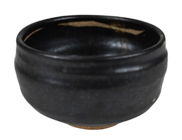 Japanese Pottery Matcha Bowl w Mottled Drip Glaze