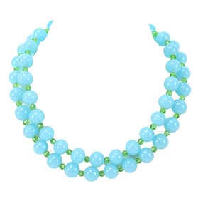 KEP Designs Glass Bead Necklace w Enamel Clasp