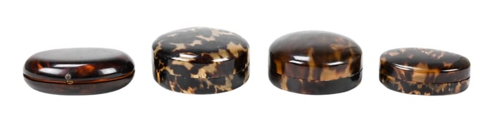 4 19th C Antique Tortoise Style Trinket Boxes