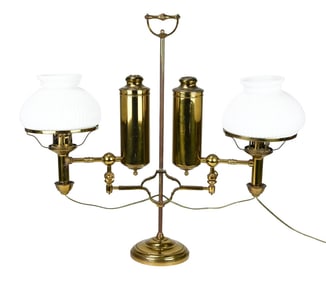Antique Victorian Brass Student Lamp Converted