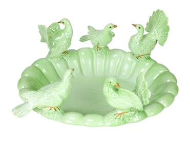 Vintage Porcelain Birdbath w Doves Centerpiece