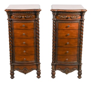 Pair Victorian Heavily Carved Jewelry Cabinet
